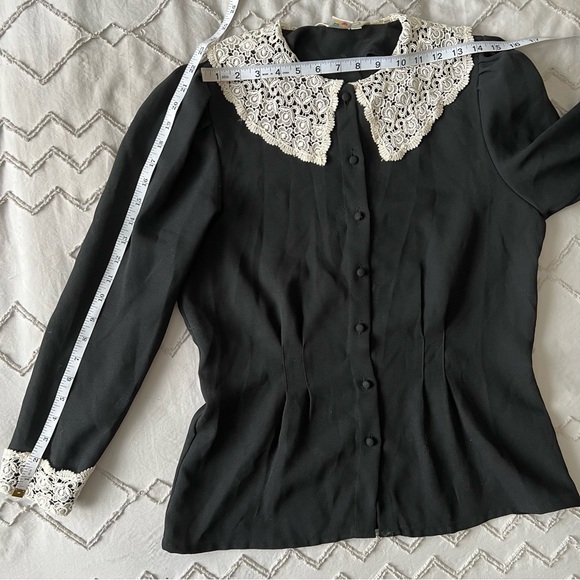 vintage 80s eaton statement collar blouse - Picture 12 of 15